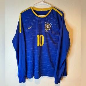 Brasil Men‎ Medium Performance Soccer Jersey Long Sleeve Blue Size M